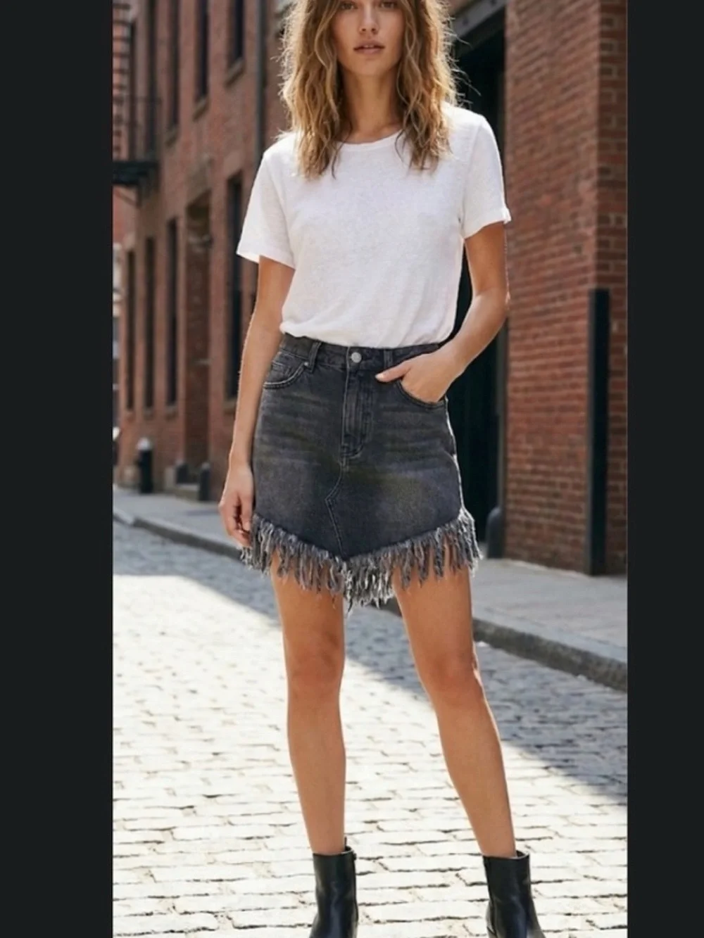 NWT-Free People We The Free Maverick Denim Mini Skirt-Size 26